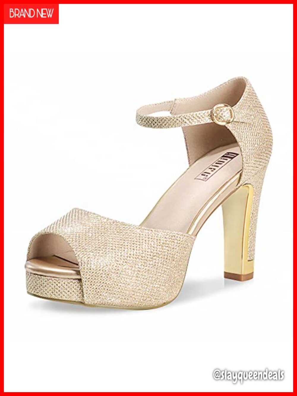 Women's Platform Peep Toe Chunky Heeled Sandals with Ankle Strap